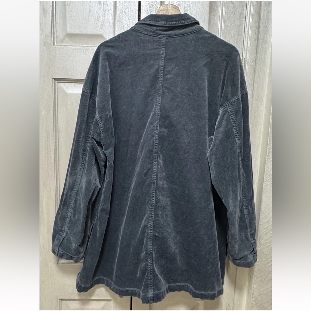 Anthropologie Pilcro Women M Washed Corduroy Blazer Boxy Oversized Slouchy Blue - Picture 3 of 13